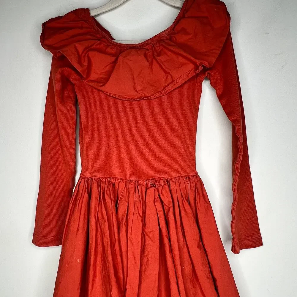 Molo Orange Ruffle Dress Girls Size 5